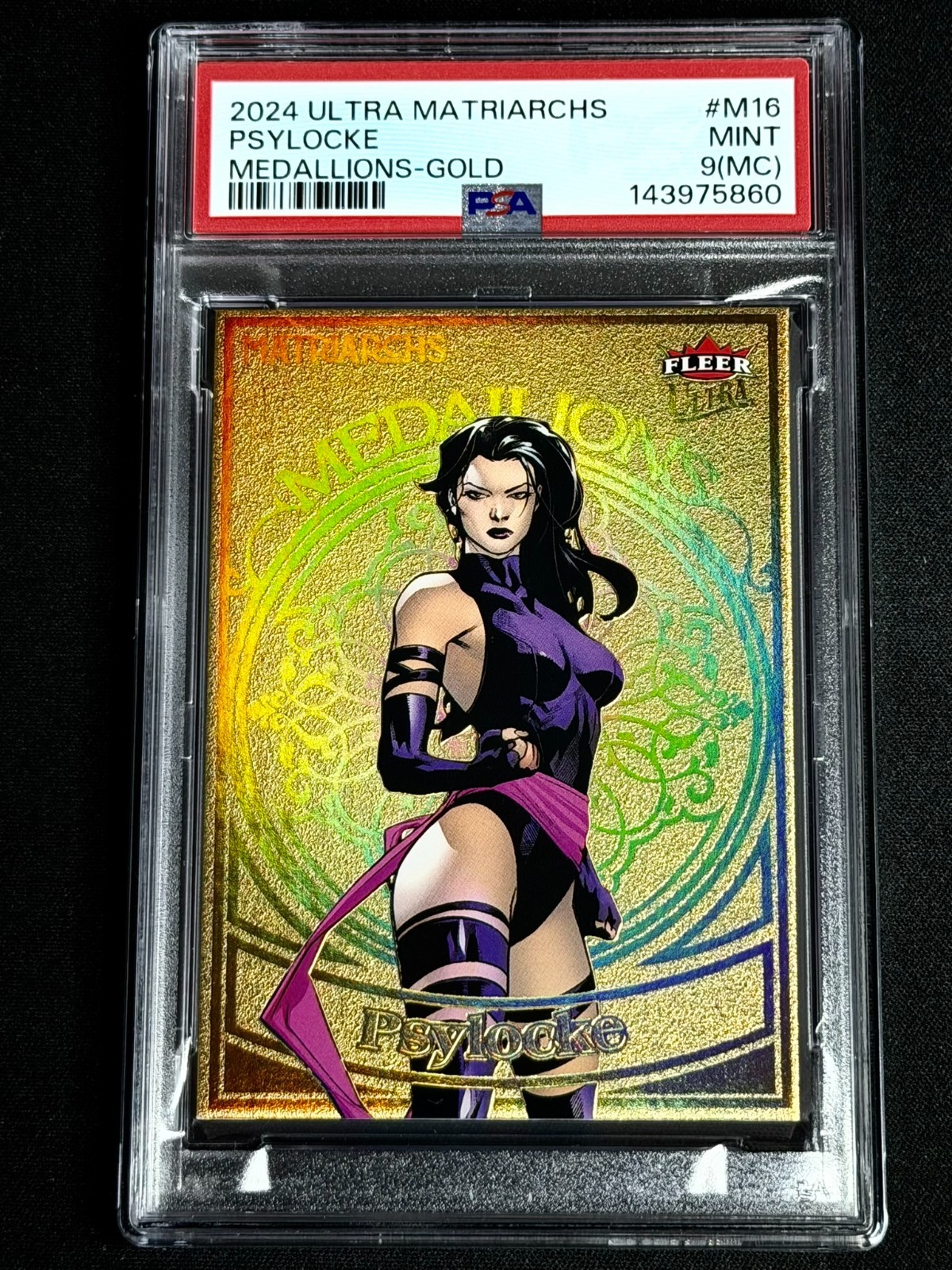 2024 Ultra Matriarchs Medallions Gold Psylocke #M16 PSA 9 MINT MARVEL SP /200