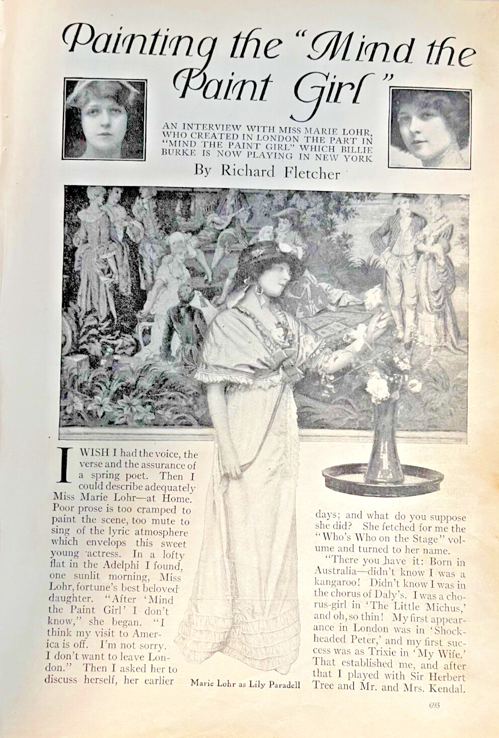 1912 Actress Marie Lohr illustrated 1912 Actress Marie Lohr illustrated