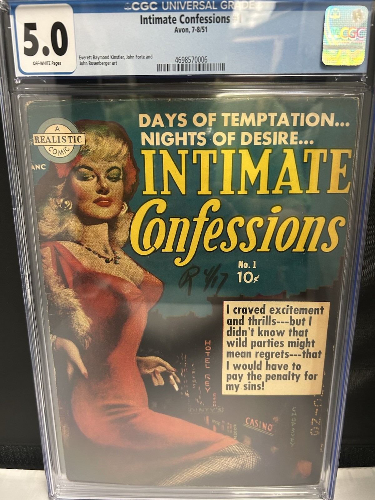 Intimate Confessions #1 CGC 5.0 Golden age Romance