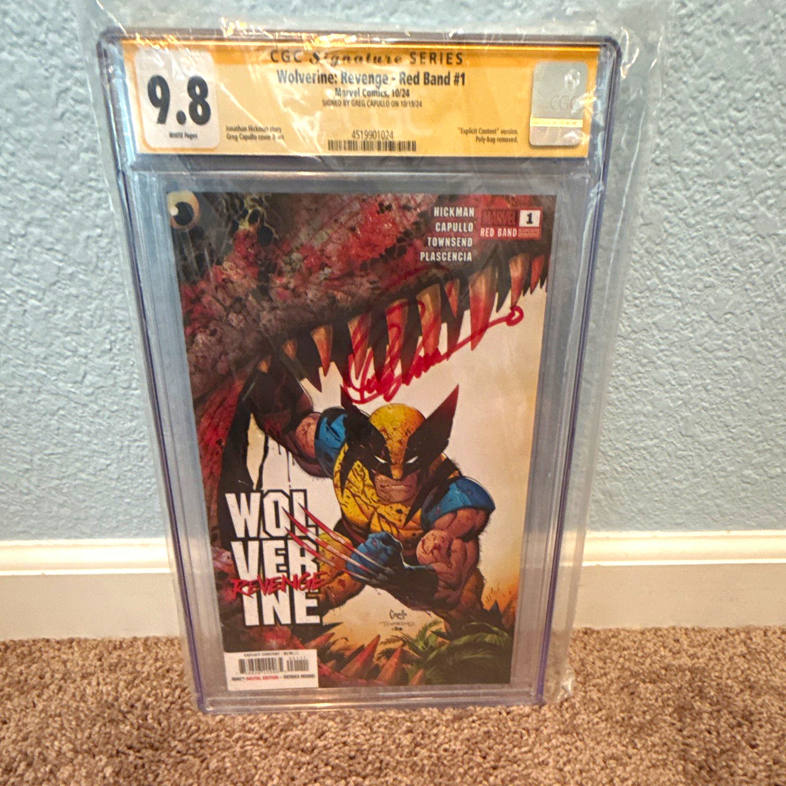 Marvel Wolverine: Revenge Red Band #1 (2024) CGC SS 9.8 Signed Greg Capullo Marvel Wolverine: Revenge Red Band #1 (2024) CGC SS 9.8 Signed Greg Capullo