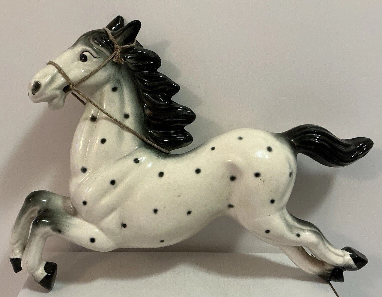 VINTAGE MCM CERAMIC HORSE WALL ART PLAQUE RUNNING APPALOOSA HORSE JAPAN 13” VINTAGE MCM CERAMIC HORSE WALL ART PLAQUE RUNNING APPALOOSA HORSE JAPAN 13”
