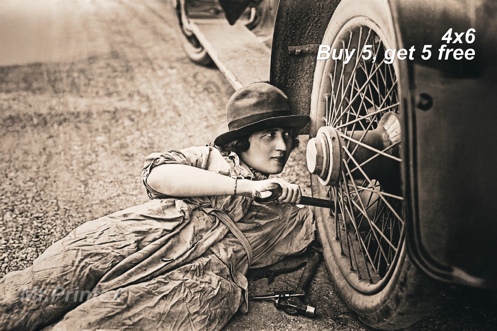 1920s Flapper Woman Vintage Car 4x6 Photo Antique Automobile