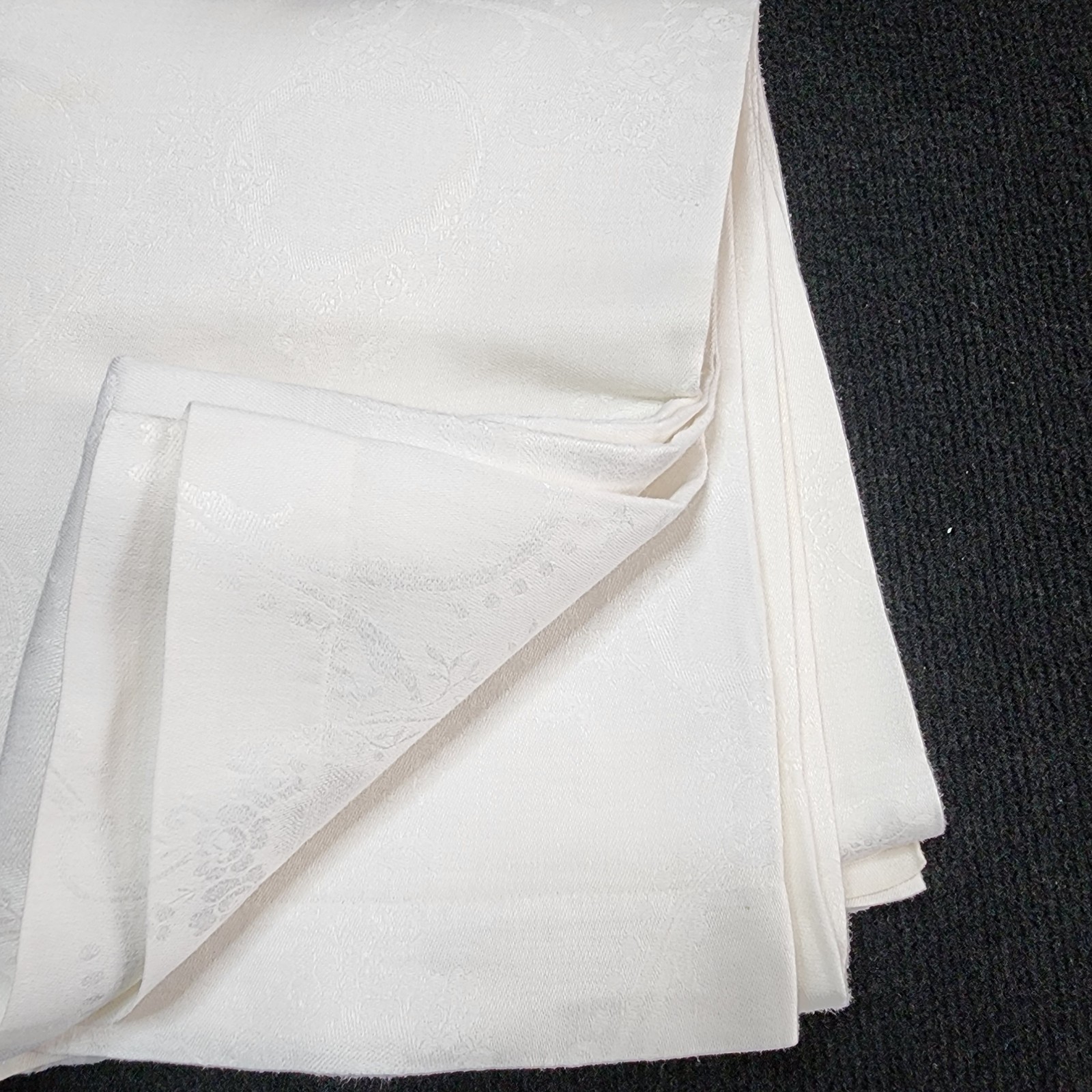 Vtg 20s Antique Grandma\'s White Tablecloth 9 Napkins Damask Linen 7\'5\ Vtg 20s Antique Grandma\'s White Tablecloth 9 Napkins Damask Linen 7\'5\
