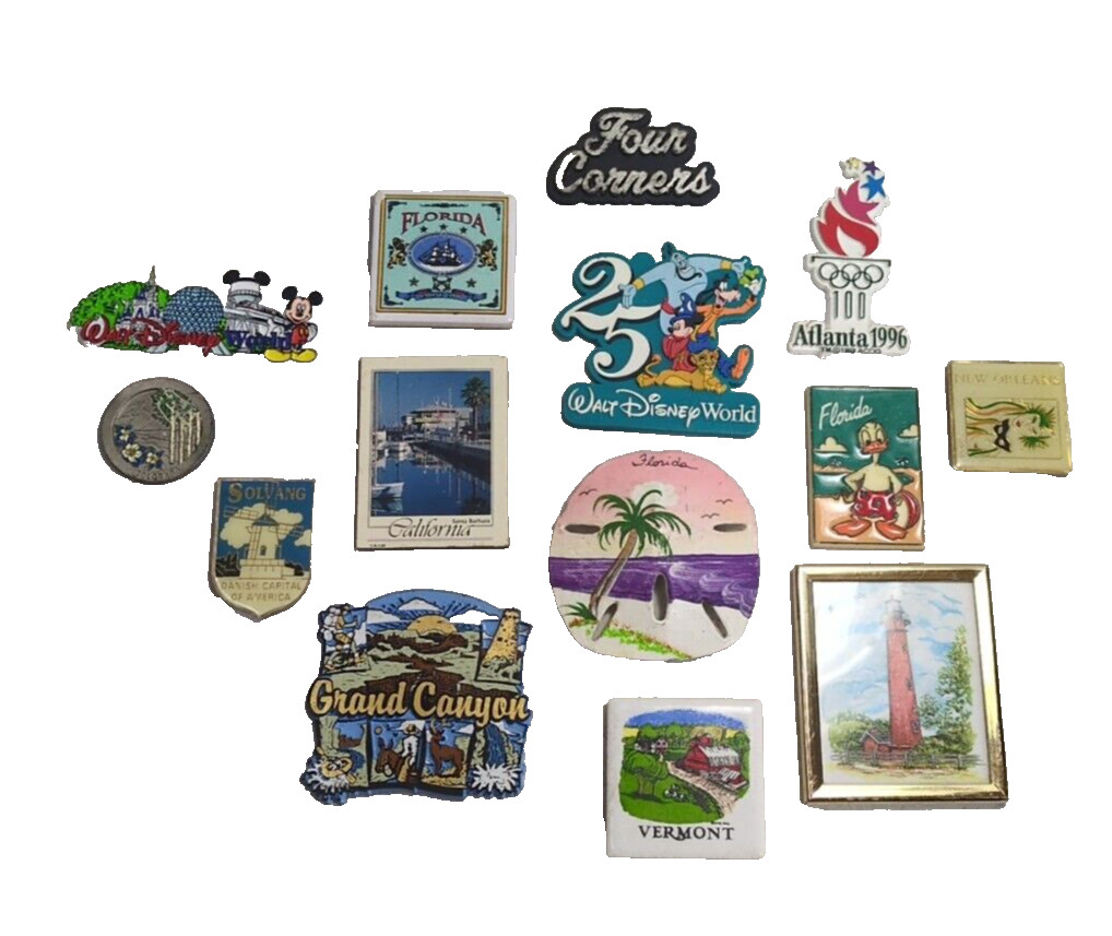 Vintage Travel Magnets Souvenir 14 Ea. Disney Olympics Grand canyon sand dollar Vintage Travel Magnets Souvenir 14 Ea. Disney Olympics Grand canyon sand dollar