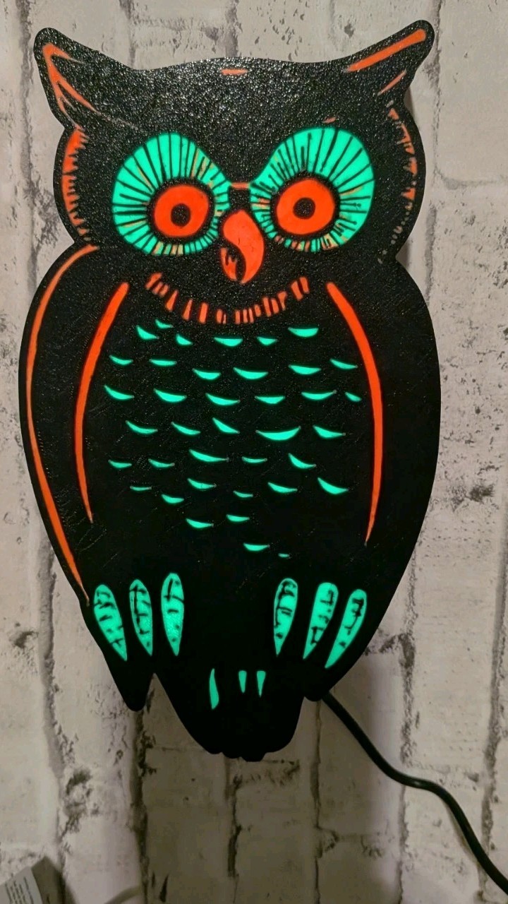 Halloween Decoration Vintage 50s Style Owl Light Box Halloween Decoration Vintage 50s Style Owl Light Box