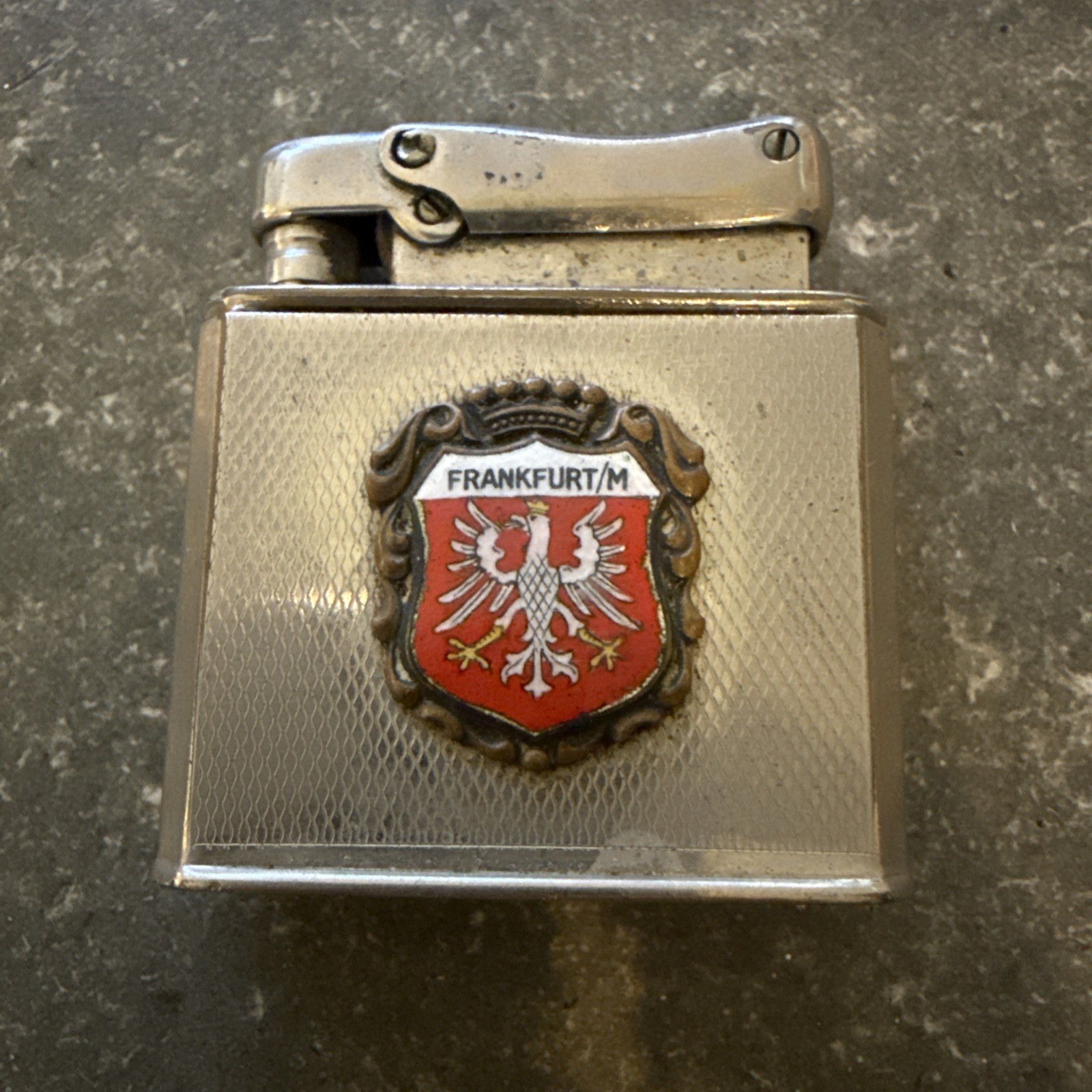 Ibelo Monopol Lighter Vintage Frankfurt Germany Souvenir Enamel Crest Petrol Ibelo Monopol Lighter Vintage Frankfurt Germany Souvenir Enamel Crest Petrol