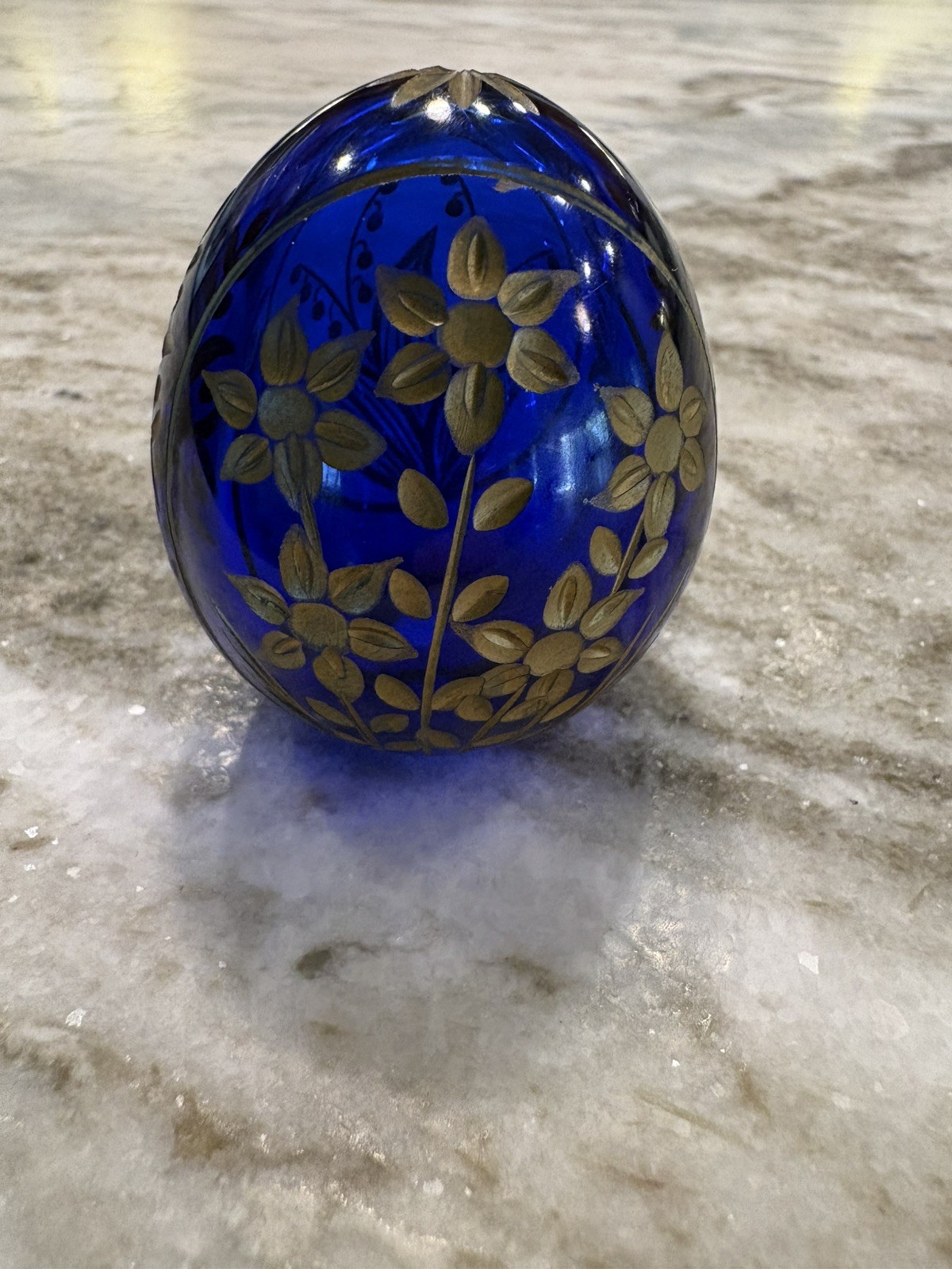 Vintage FABERGE Cobalt Blue Glass Gold Cut Crystal Glass Egg Russian Vintage FABERGE Cobalt Blue Glass Gold Cut Crystal Glass Egg Russian