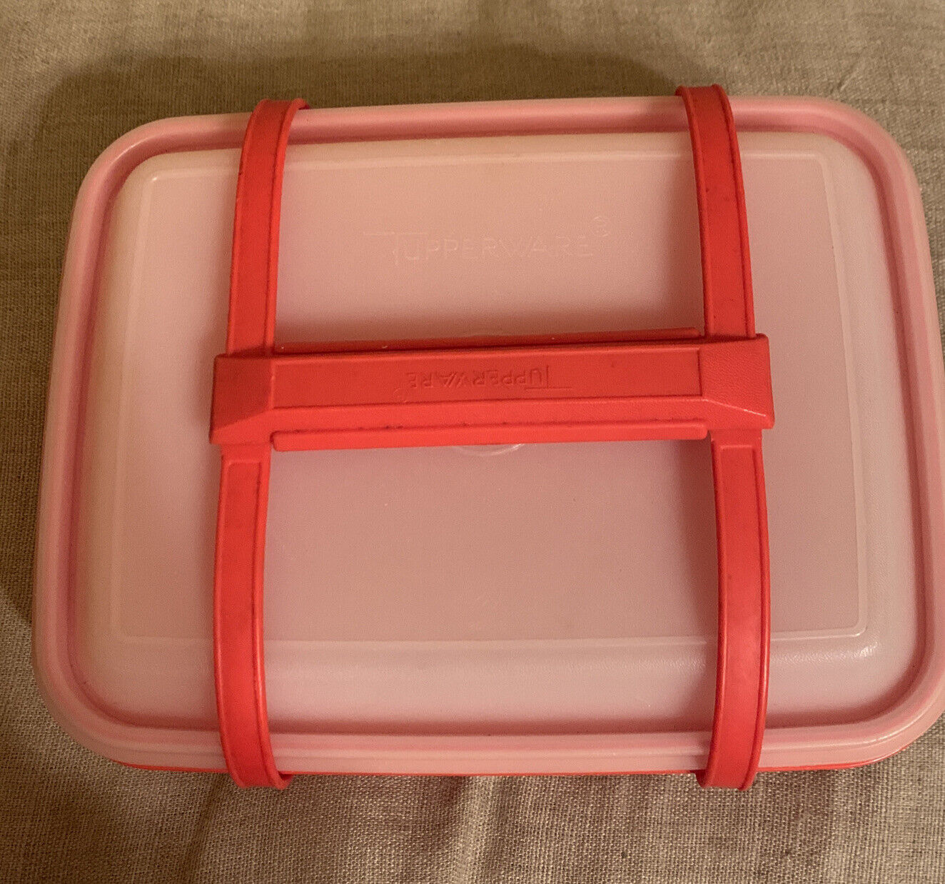 TUPPERWARE #1254-2 Pak N Carry Lunch Box,  3 Containers, Handle Paprika Orange