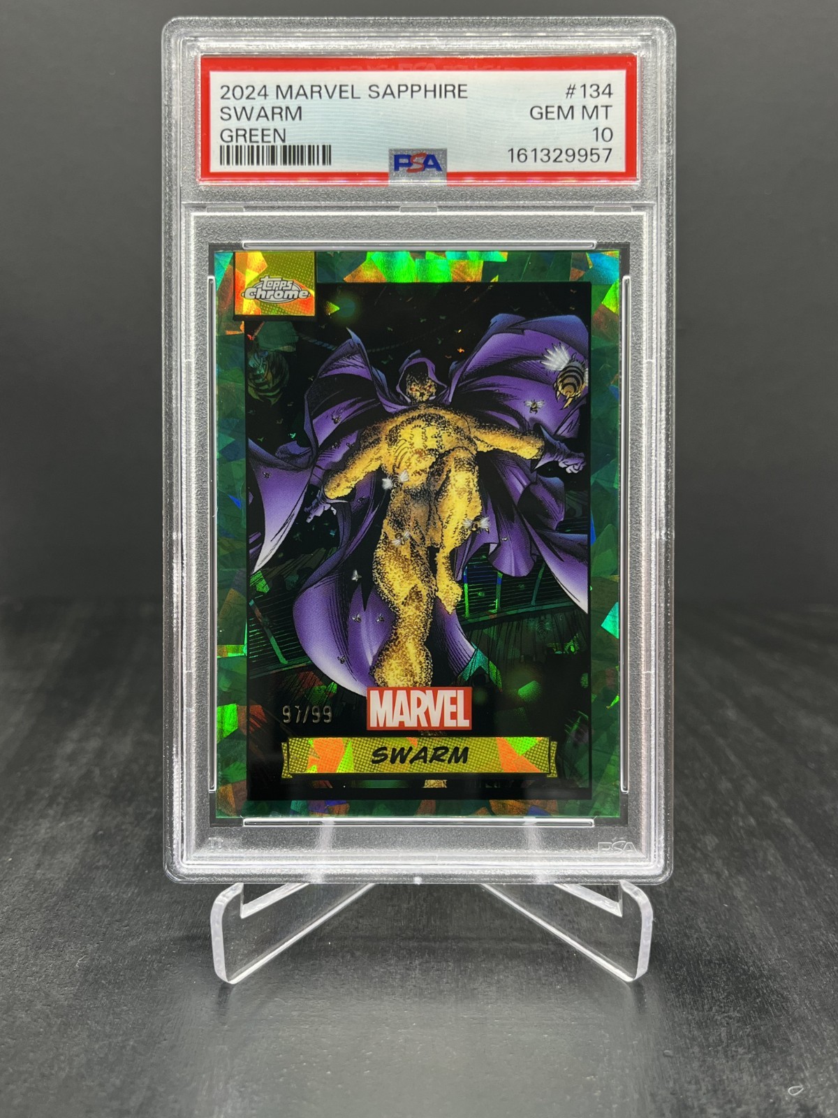 2024 Topps Chrome Sapphire Marvel Swarm Green 97/99 PSA 10 #134 2024 Topps Chrome Sapphire Marvel Swarm Green 97/99 PSA 10 #134