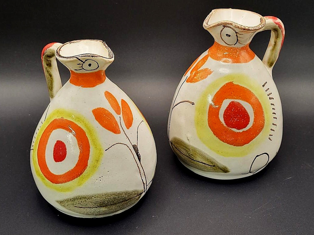 Vintage Giovanni DESIMONE Oil & Vinegar CRUET Set Hand Painted (2 Pcs) MCM ITALY Vintage Giovanni DESIMONE Oil & Vinegar CRUET Set Hand Painted (2 Pcs) MCM ITALY