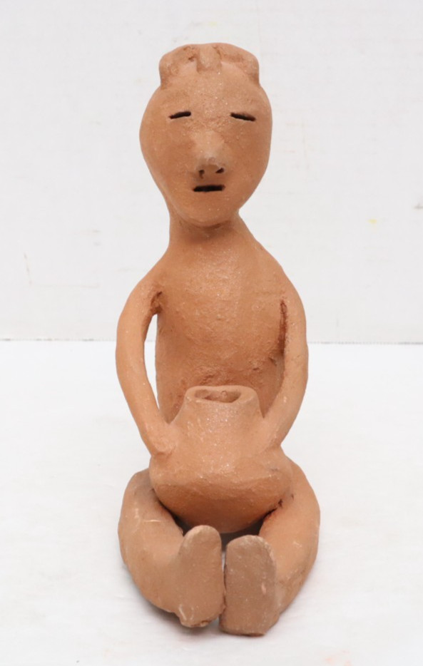 Vintage Native American Tesuque Pueblo Pottery  Rain God 7.75\