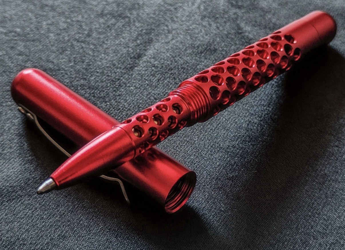 CountyComm Maratac Embassy Fire Red Anodized Drilled Aluminum Pen Limited #452