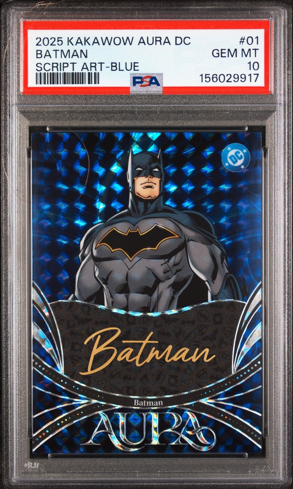 2025 KAKAWOW AURA DC BATMAN SCRIPT ART BLUE /95 #1 PSA 10 2025 KAKAWOW AURA DC BATMAN SCRIPT ART BLUE /95 #1 PSA 10
