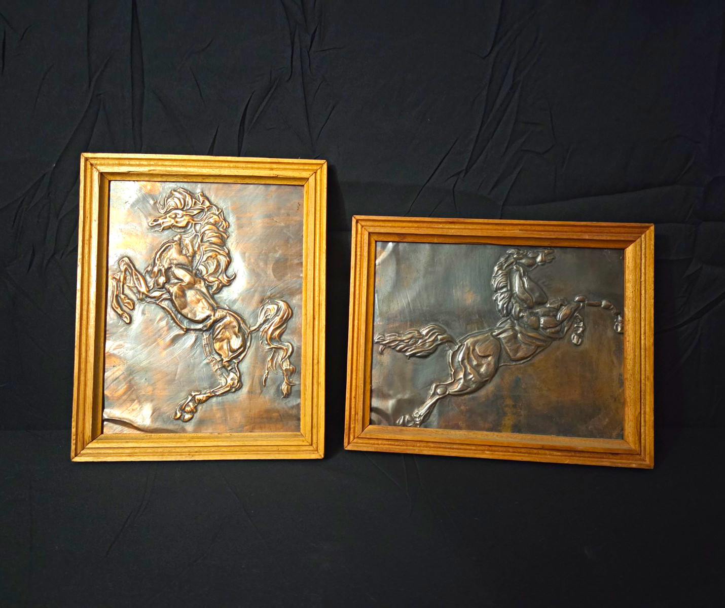 Vintage 3D Hand Made Hammered Copper Horse Plaques Vintage 3D Hand Made Hammered Copper Horse Plaques