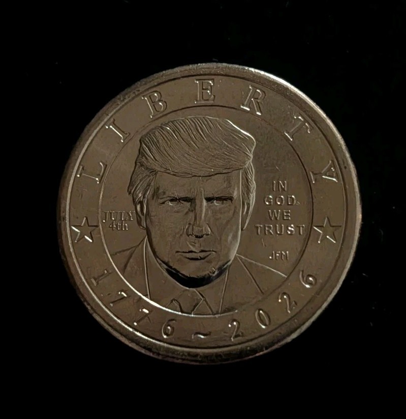 2026 Donald Trump $1 July 4th Privy Mark 250th Anniversary Coin In Hand 2026 Donald Trump $1 July 4th Privy Mark 250th Anniversary Coin In Hand