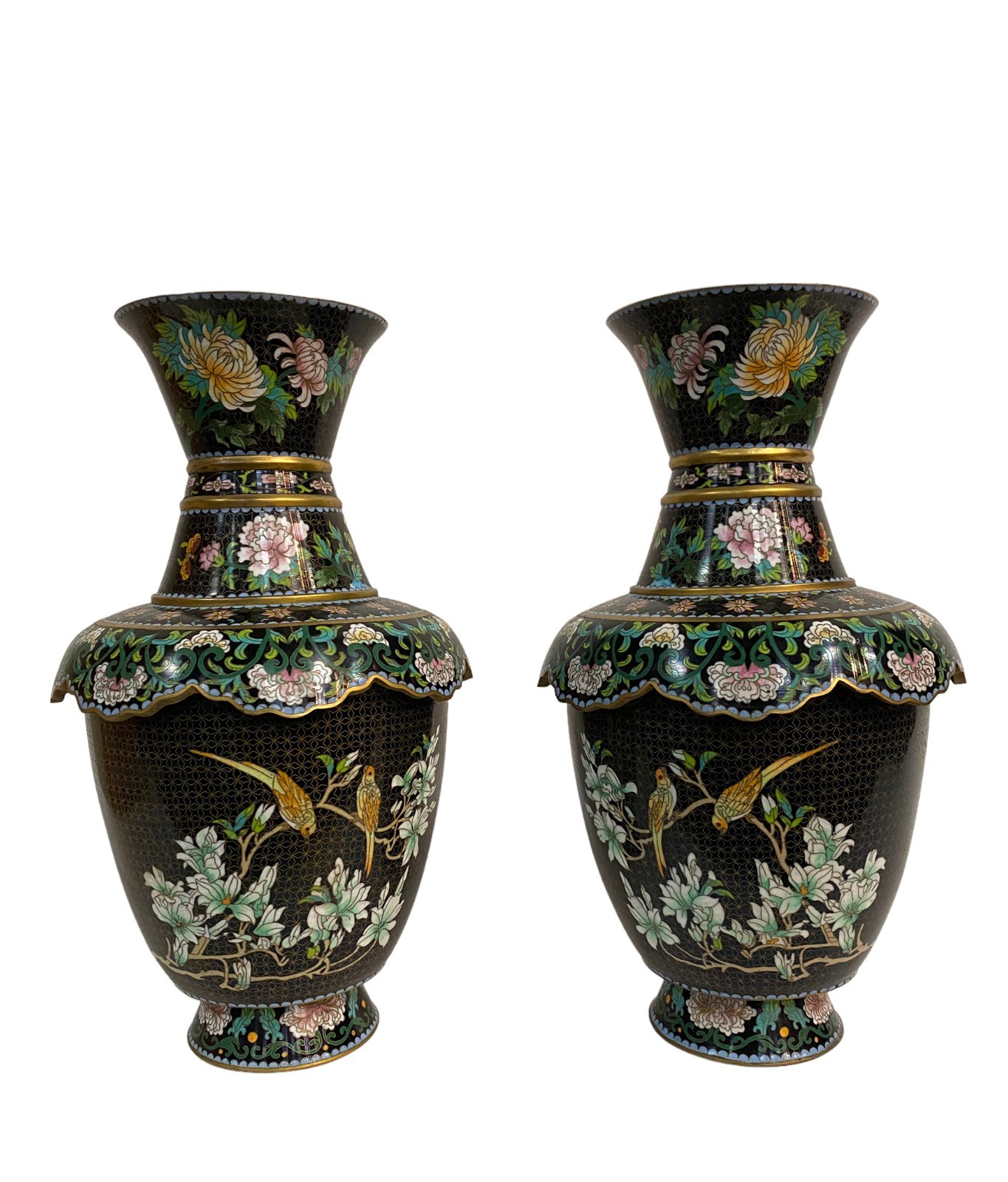 A Pair of Cloisonne Vases A Pair of Cloisonne Vases