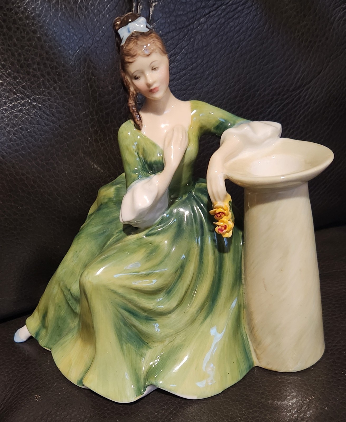 Vintage Royal Doulton Figurine Secret Thoughts HN 2382 Green Dress Peggy Davies