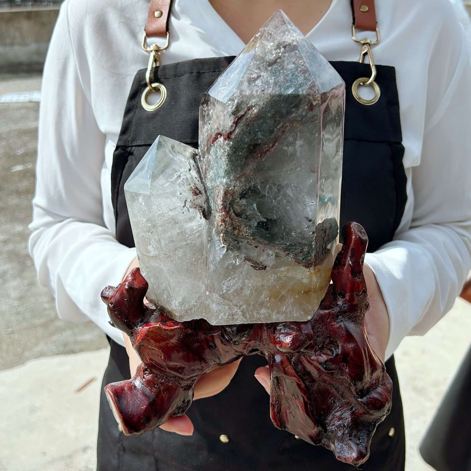 All 5.6LB Natural Ghost Phantom Quartz Crystal Wand Double Point Healing C3084
