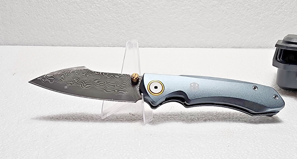 Blade Brigade VG10 Damascus  Knife Slate Blue  Aluminum Harpoon Blade HardCase