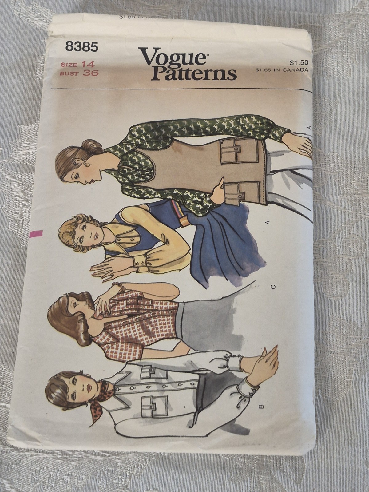 Vintage 70s Vogue 8385 Shirt Tank Top Pattern Size 14 Uncut Factory Folded FF