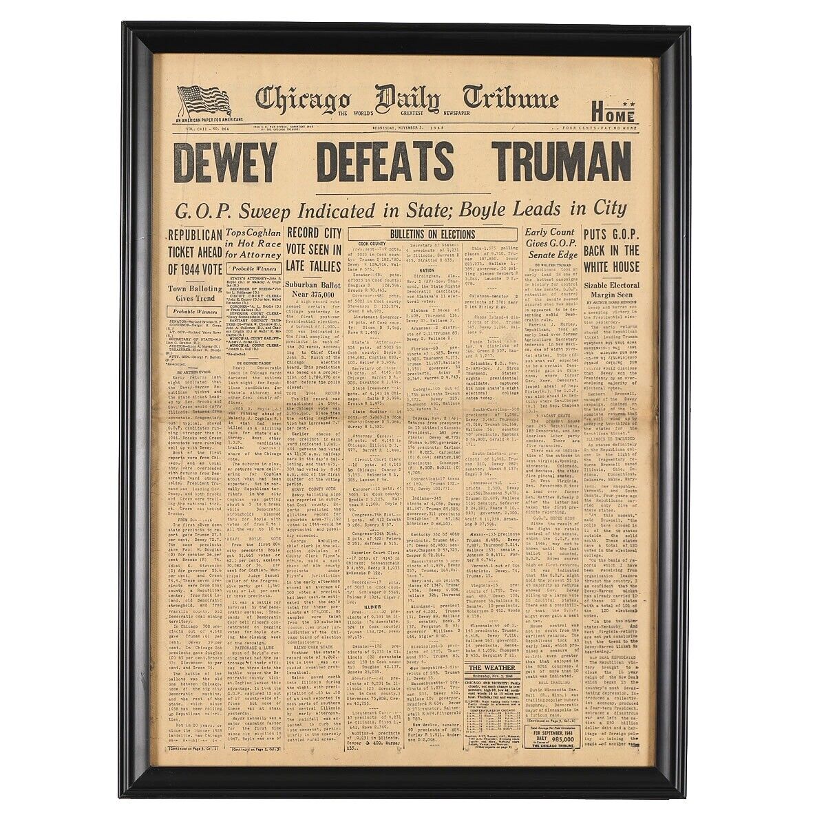 Original Dewey Defeats Truman Chicago Daily Tribune Nov. 3 1948