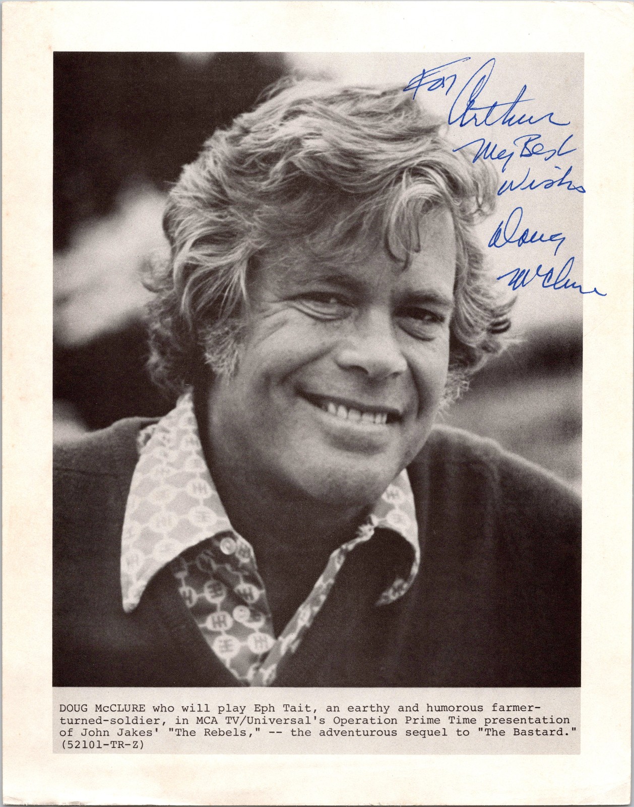8x10 Publicity Photo-Cardstock Signed Autograph - Doug McClure 8x10 Publicity Photo-Cardstock Signed Autograph - Doug McClure