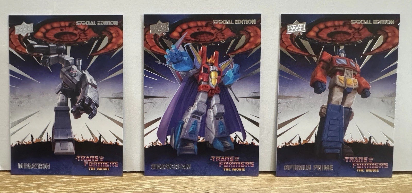Upper deck Transformers Trading Card Galaxy Lot - Optimus, Megatron, Starscream Upper deck Transformers Trading Card Galaxy Lot - Optimus, Megatron, Starscream