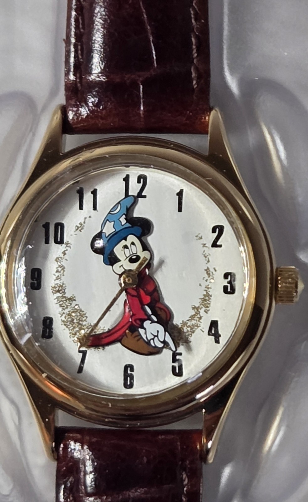 Vtg NOS Disney Time Works Sorcerer Mickey Fantasia Watch Gold Tone NIB Theme Pa Vtg NOS Disney Time Works Sorcerer Mickey Fantasia Watch Gold Tone NIB Theme Pa