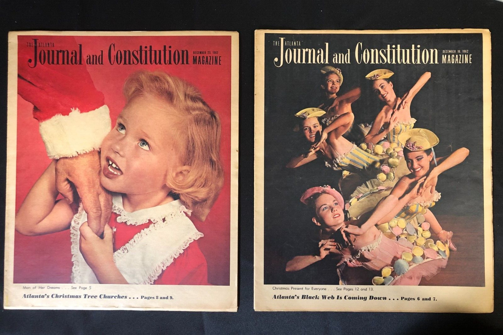2 Christmas Issues of The Atlanta Journal and Constitution Magazine, Dec 1962