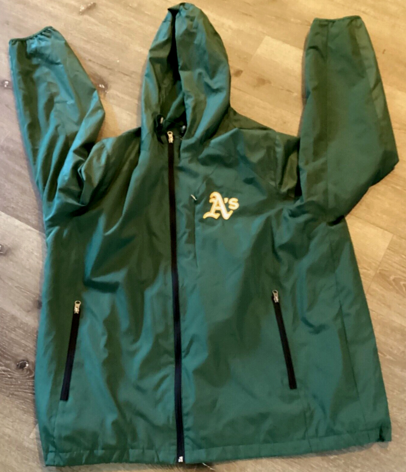 Oakland Athletics A’s  Full Zip Windbreaker Jacket Hood Size XL MLB