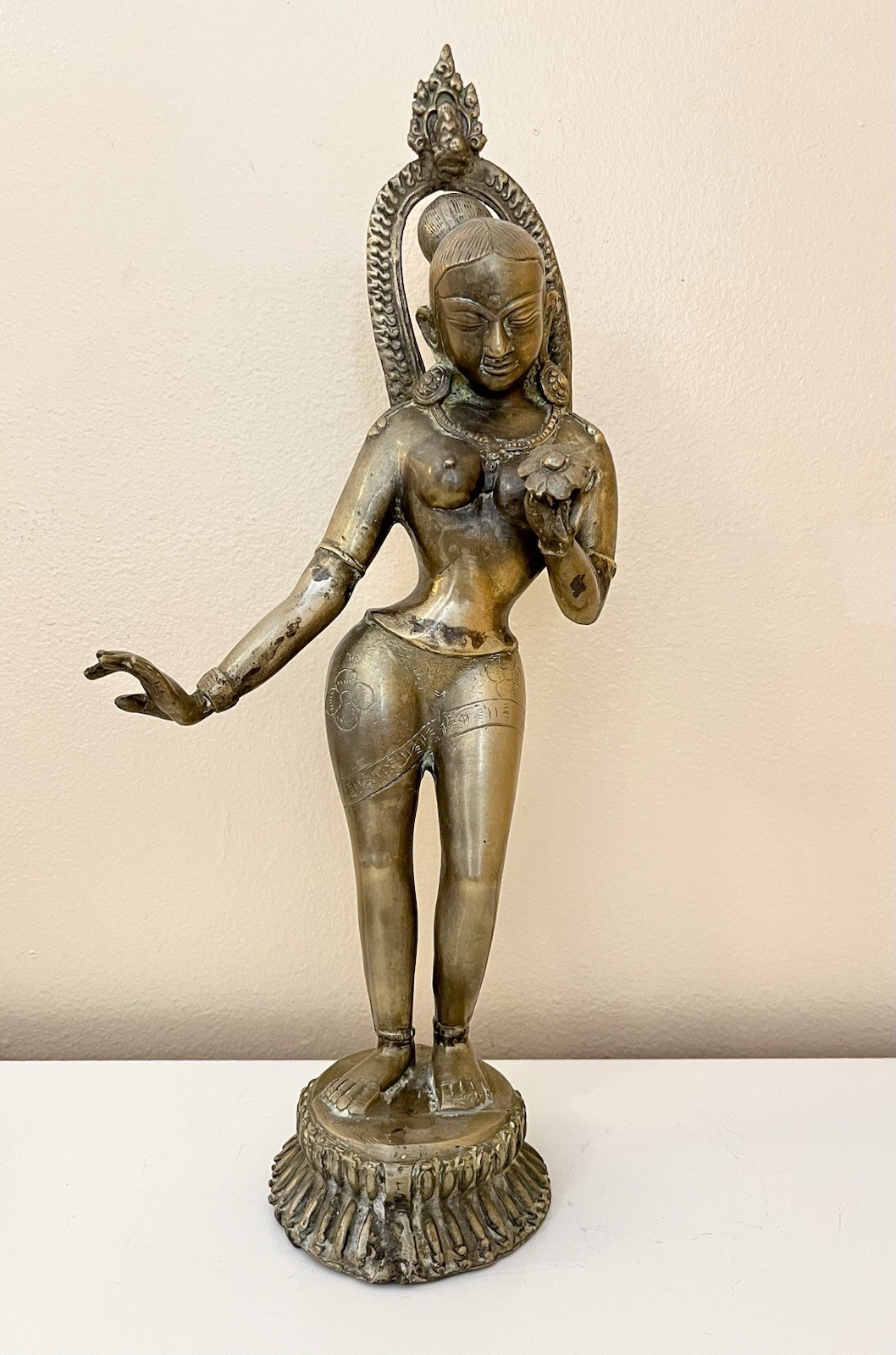Vintage Brass Hindu Goddess Parvati Statue 16.75in Made In India 19th Century Vintage Brass Hindu Goddess Parvati Statue 16.75in Made In India 19th Century