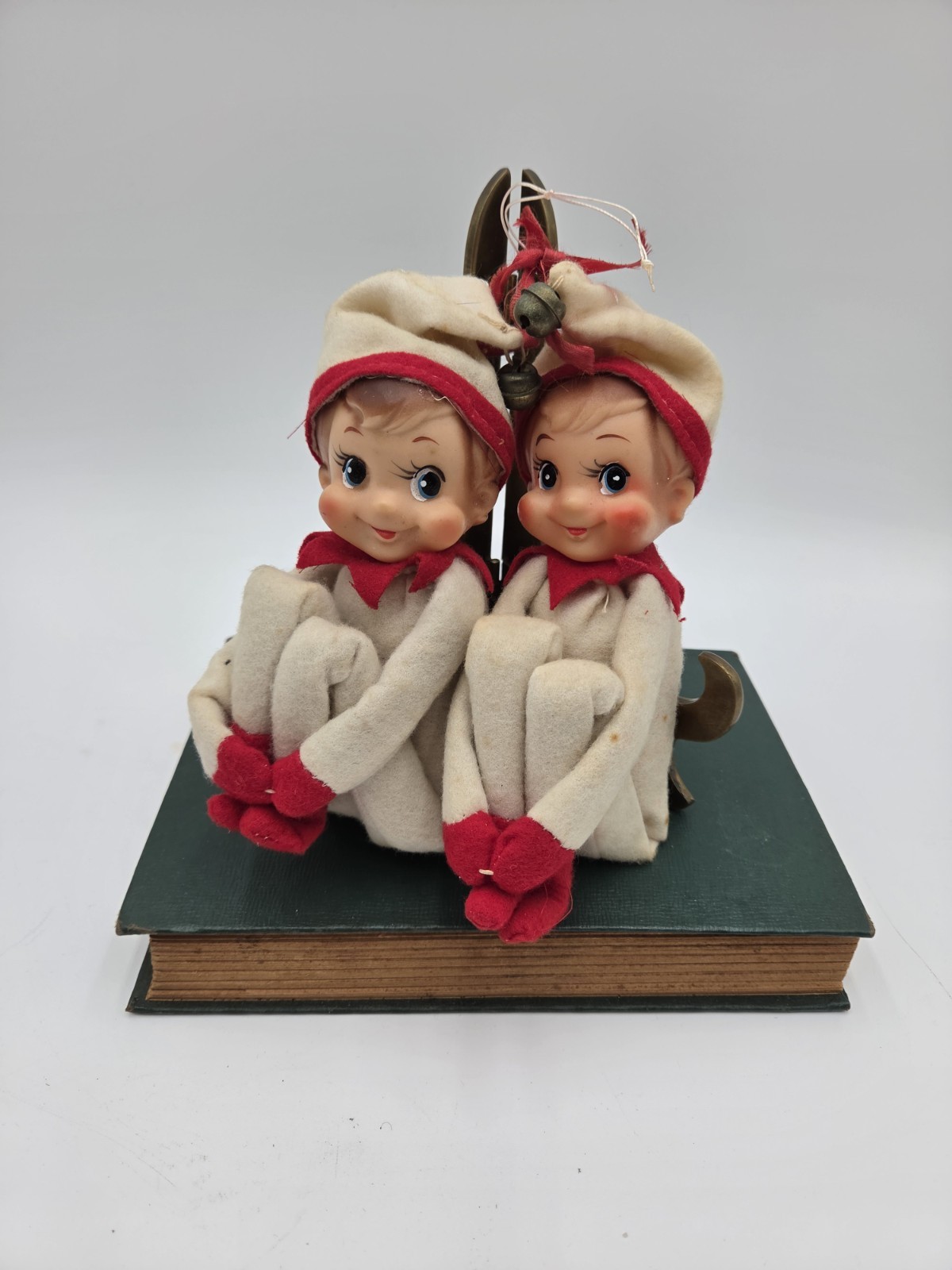 Pair Vintage Japan Felt Knee Hugger Christmas Elf Pixies 10in Bells