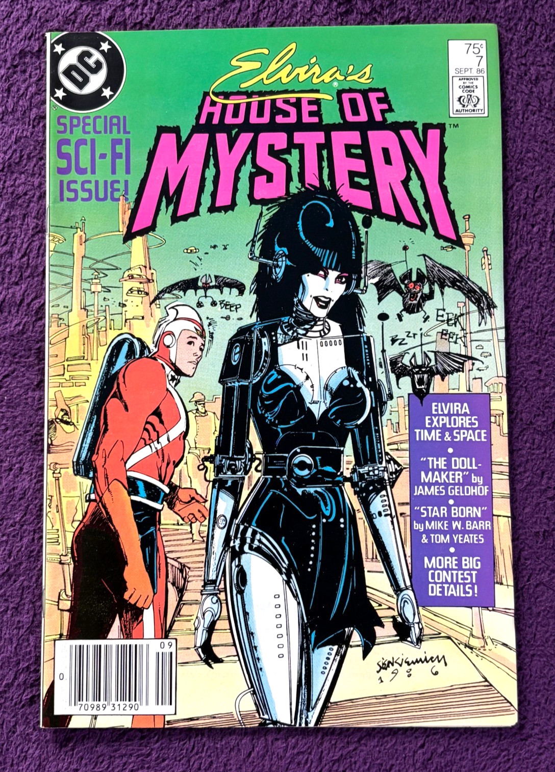 Elvira's House of Mystery # 7 (1986 DC) Sci-Fi Issue Bill Sienkiewicz Cover VF+