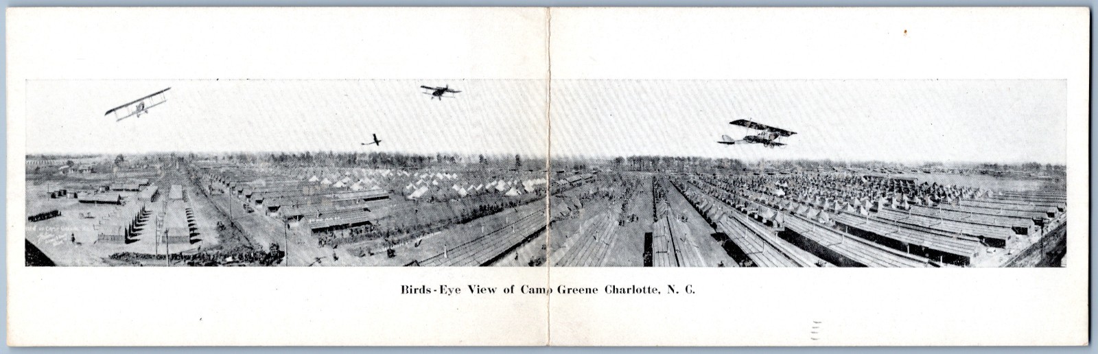 Postcard Charlotte NC Birds Eye View Camp Greene Biplanes WWI US Army P19D Postcard Charlotte NC Birds Eye View Camp Greene Biplanes WWI US Army P19D