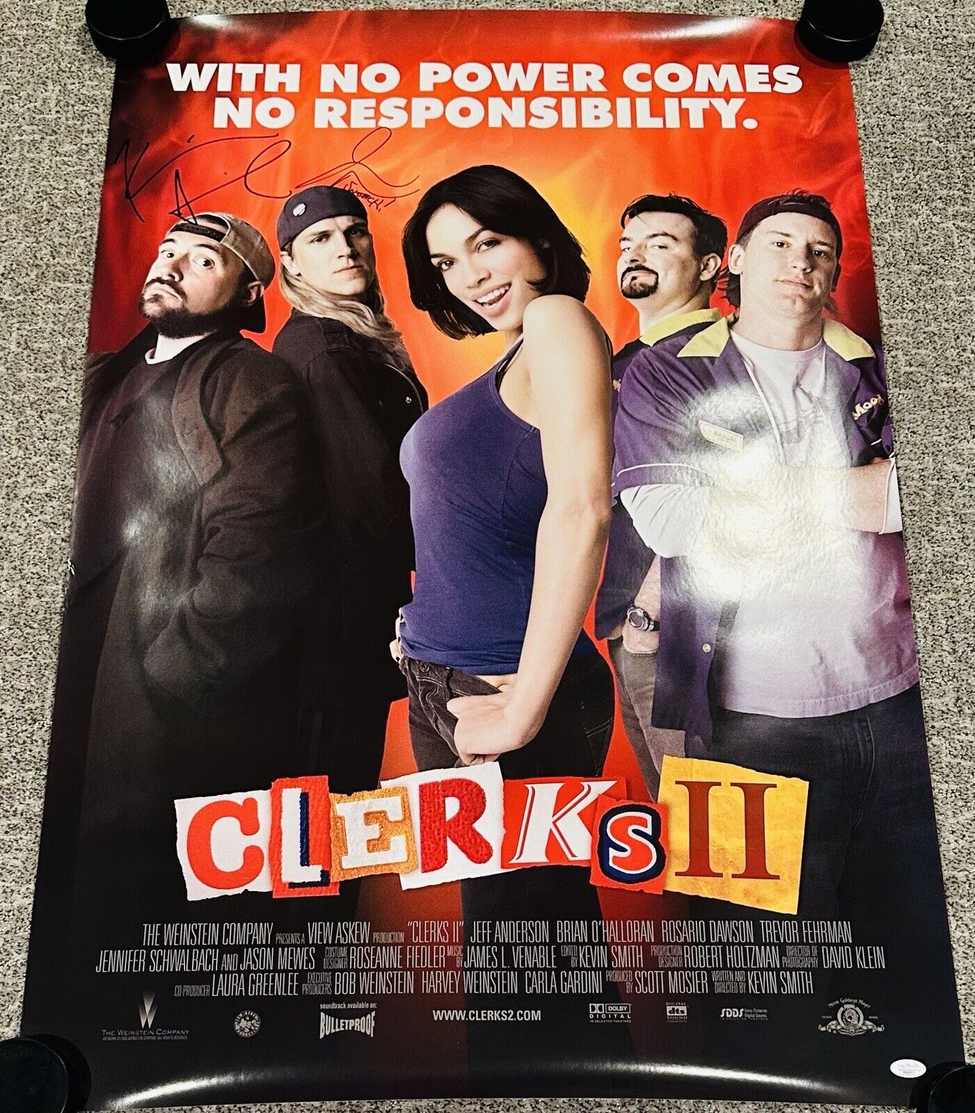 Kevin Smith Jason Mewes Signed Clerks II 27x40 Movie Poster Autographed JSA COA