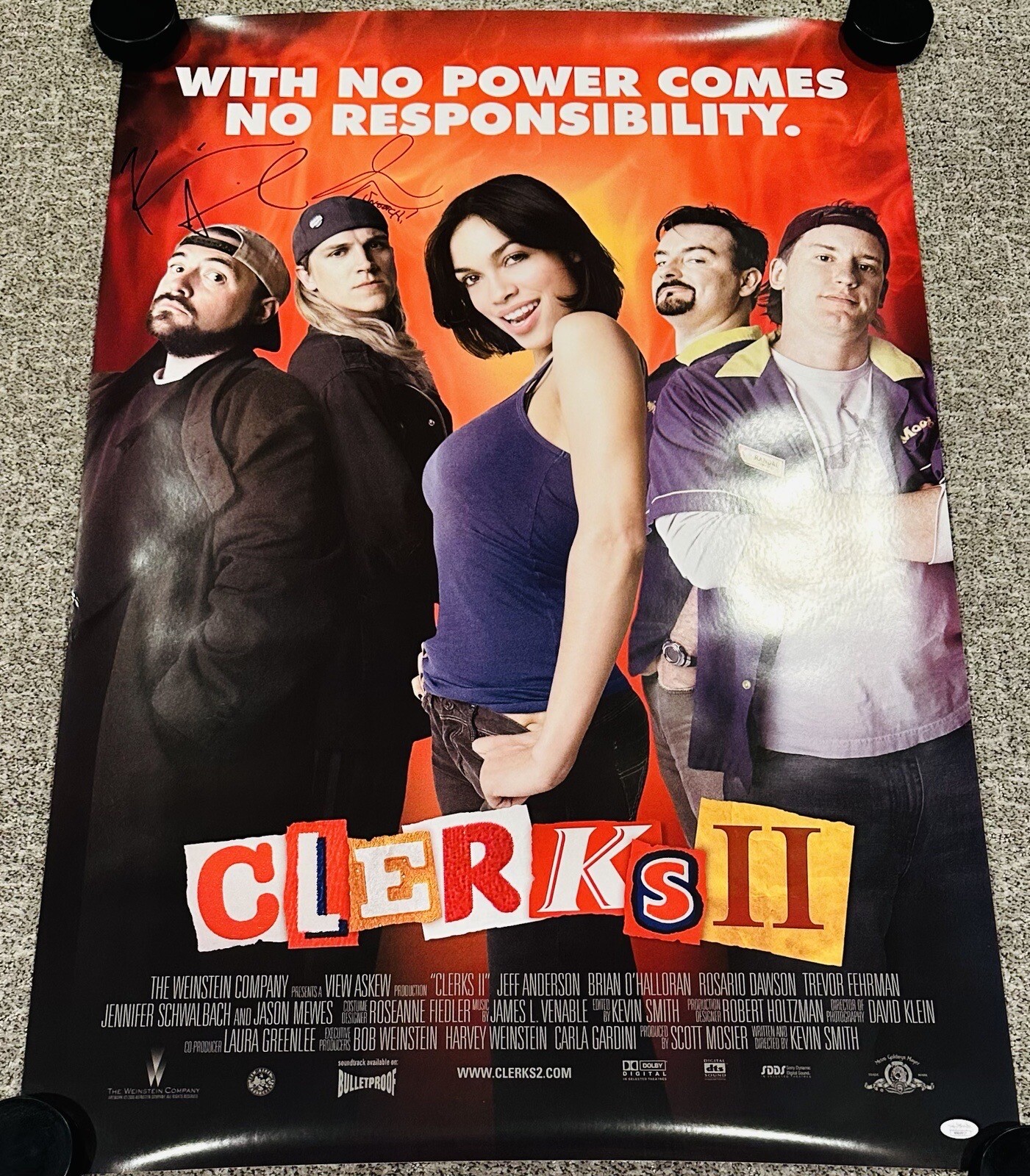 Kevin Smith Jason Mewes Signed Clerks II 27x40 Movie Poster Autographed JSA COA Kevin Smith Jason Mewes Signed Clerks II 27x40 Movie Poster Autographed JSA COA