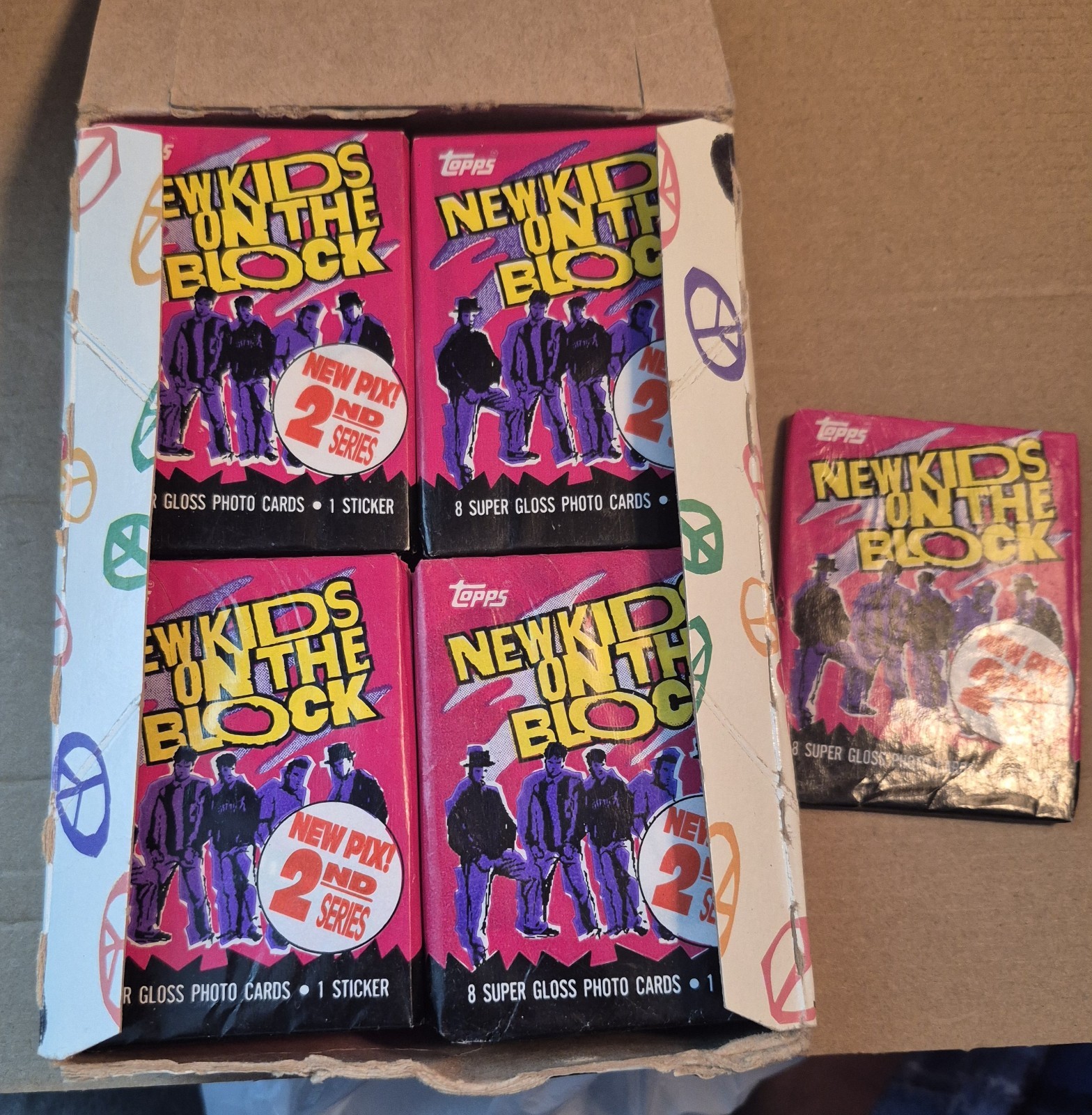 1990 Topps New Kids on the Block Series 2 Box of 37 Unopened Wax Packs NKOTB 1990 Topps New Kids on the Block Series 2 Box of 37 Unopened Wax Packs NKOTB