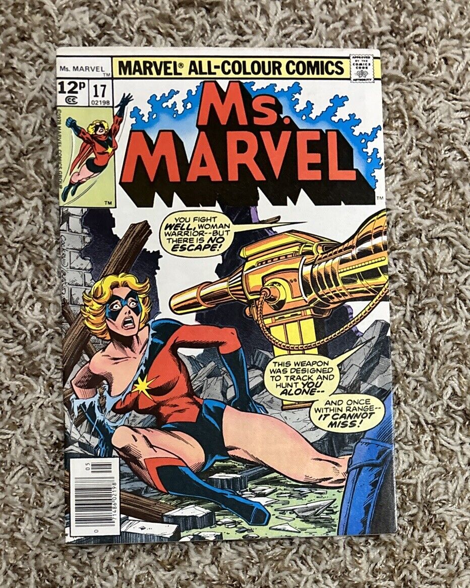 Ms. Marvel #17 * 2nd cameo app Mystique * 1977 UK price variant 12p * 1978 FN/VF
