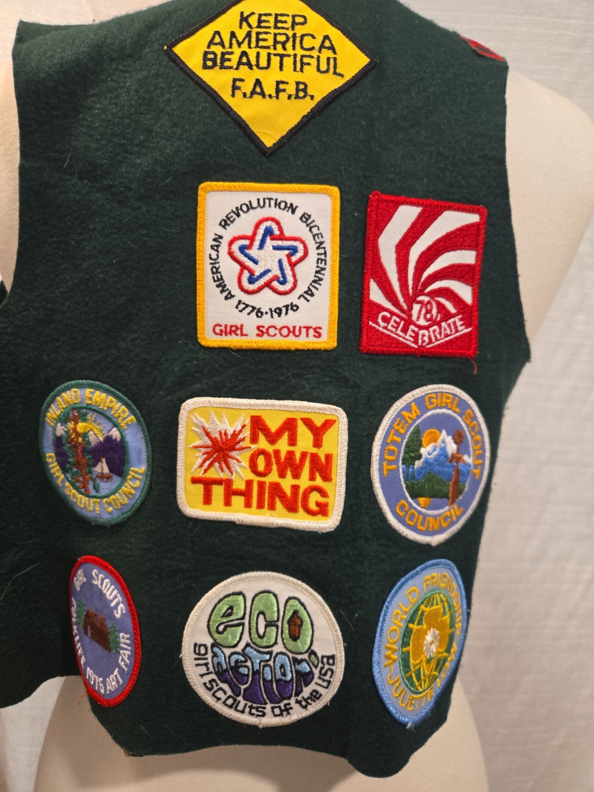 Vintage 1970s Girl Scout Junior Vest Inland Empire Council WA ID Loaded Patches