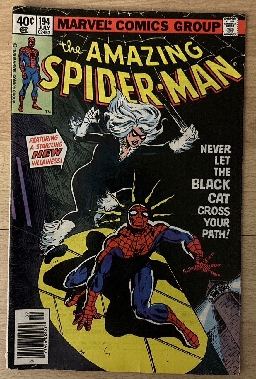 Amazing Spiderman #194 Wolfman Story; First Black Cat; Ads: Pete Rose OJ Simpson