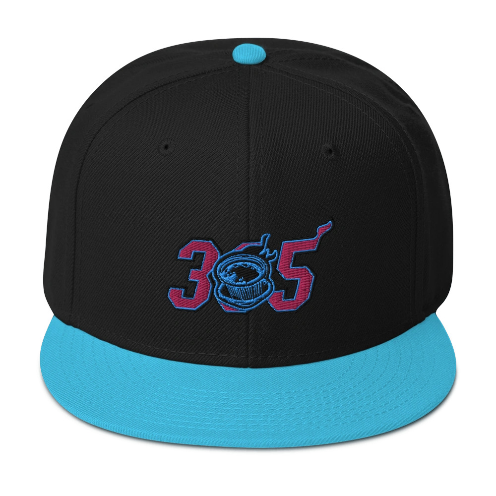 305 Cafecito Miami Heat Miami Vice Aqua and Black Snap Back Hat