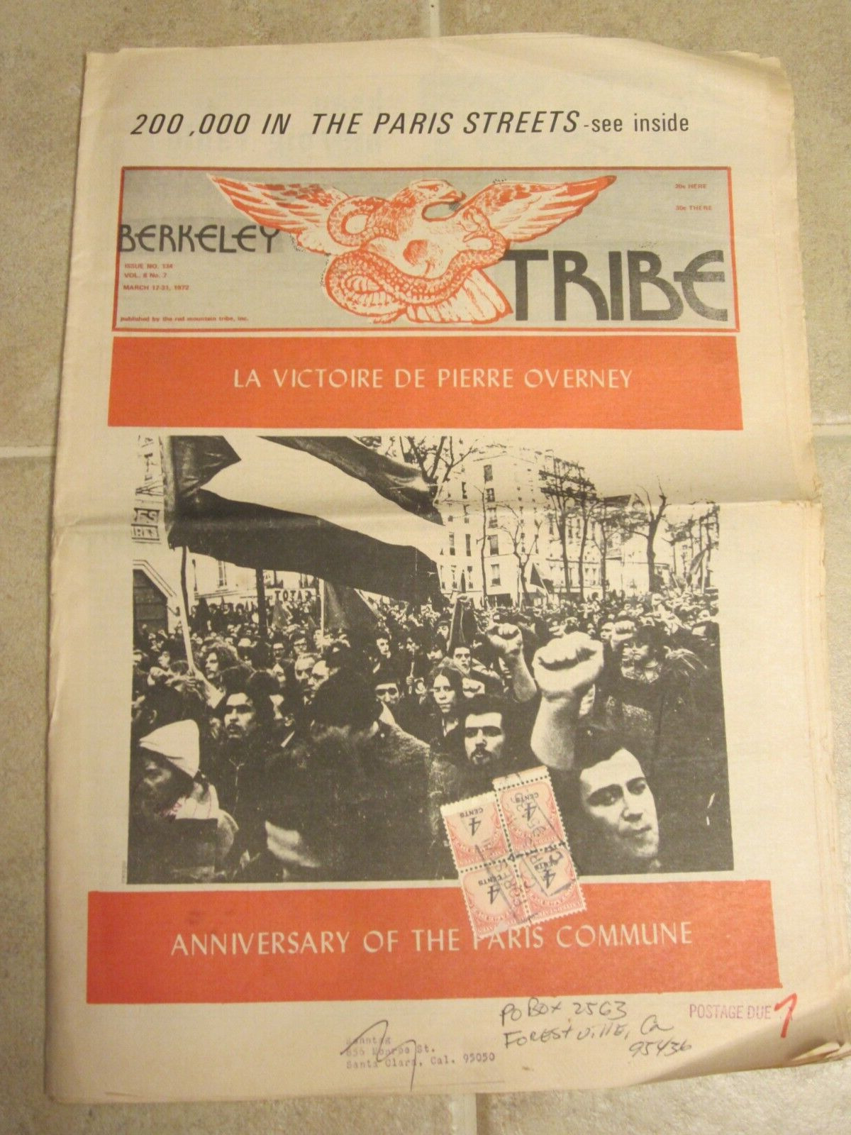 Berkeley Tribe Newspaper March 1972 La Victoire De Pierre Overney Paris Commune