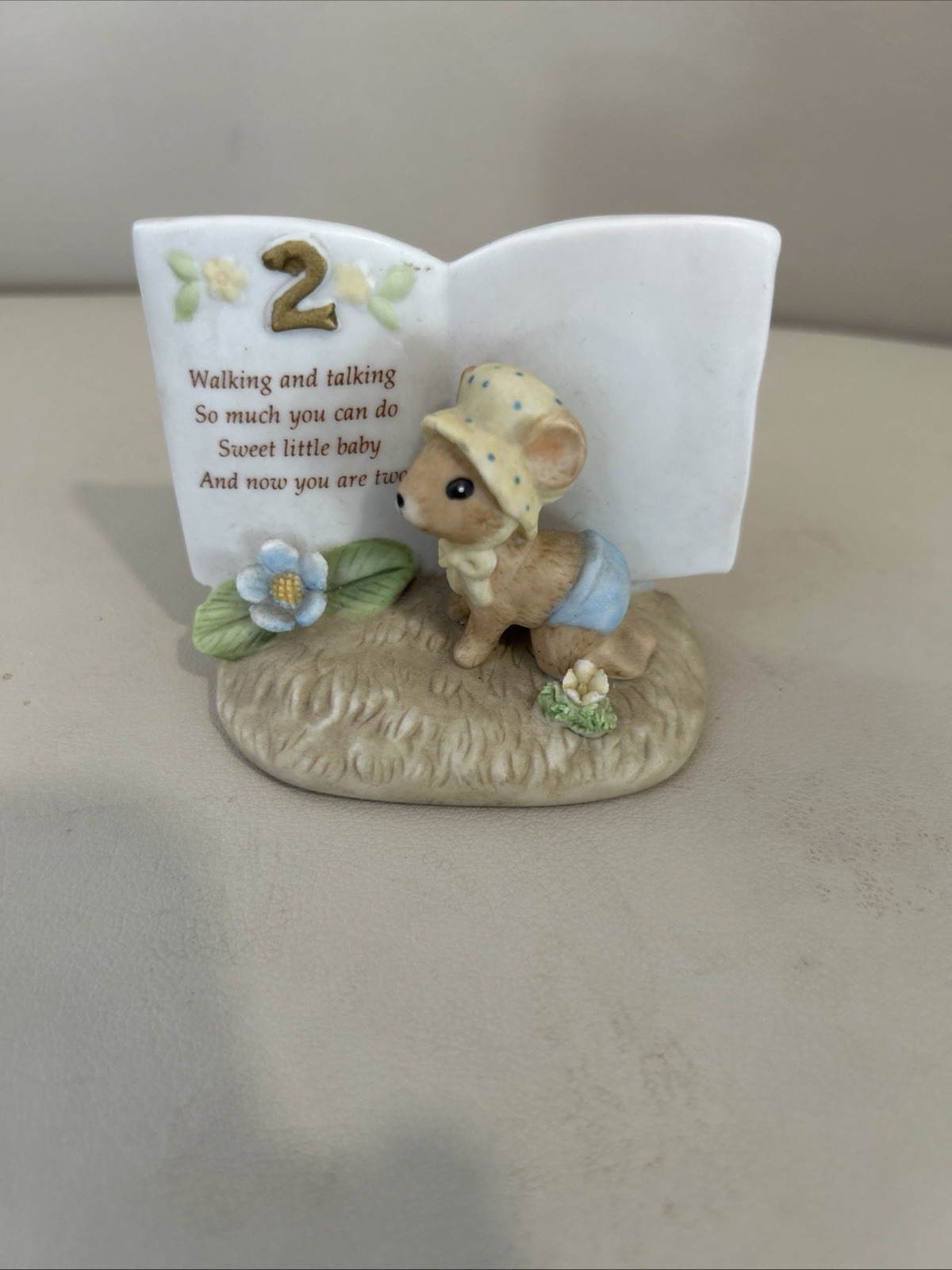Enesco Ceramic 2nd Birthday Mouse with Book Cute Verse about Turning Two Vintage Enesco Ceramic 2nd Birthday Mouse with Book Cute Verse about Turning Two Vintage