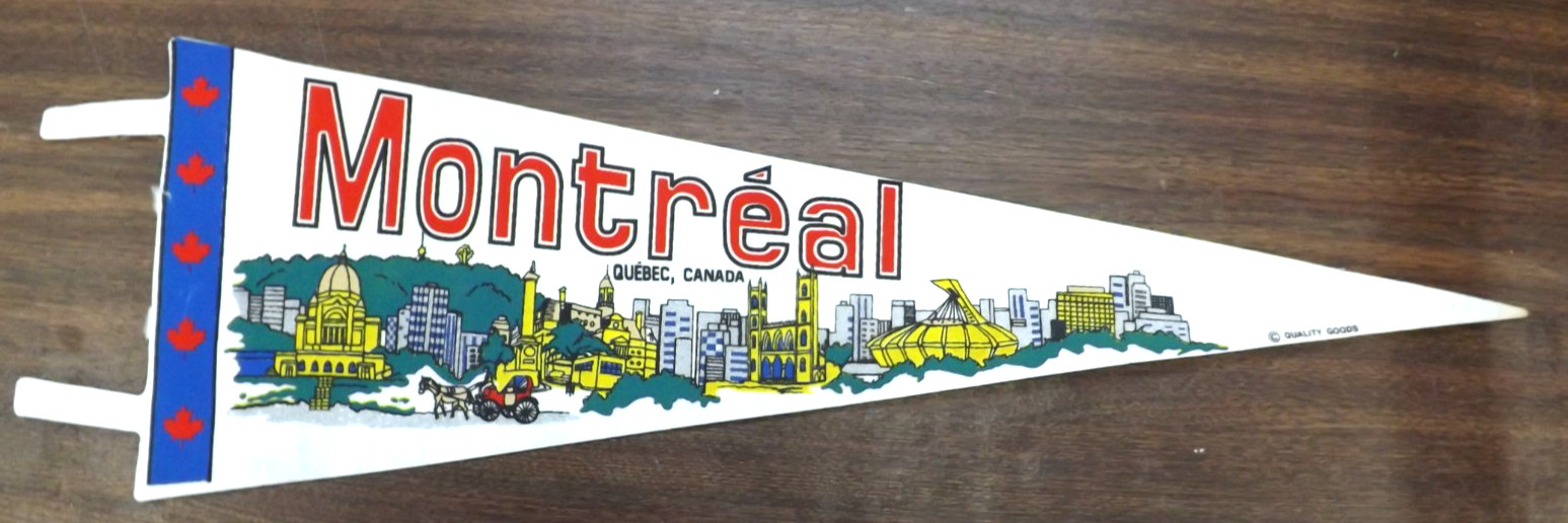 VINTAGE 1970s MONTREAL QUEBEC CANADA PENNANT PRETTY BANNER 24.5\ VINTAGE 1970s MONTREAL QUEBEC CANADA PENNANT PRETTY BANNER 24.5\