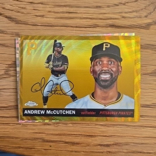 Topps Chrome Andrew McCutchen Pittsburgh Pirates Gold Refractor Out Of 50. Topps Chrome Andrew McCutchen Pittsburgh Pirates Gold Refractor Out Of 50.