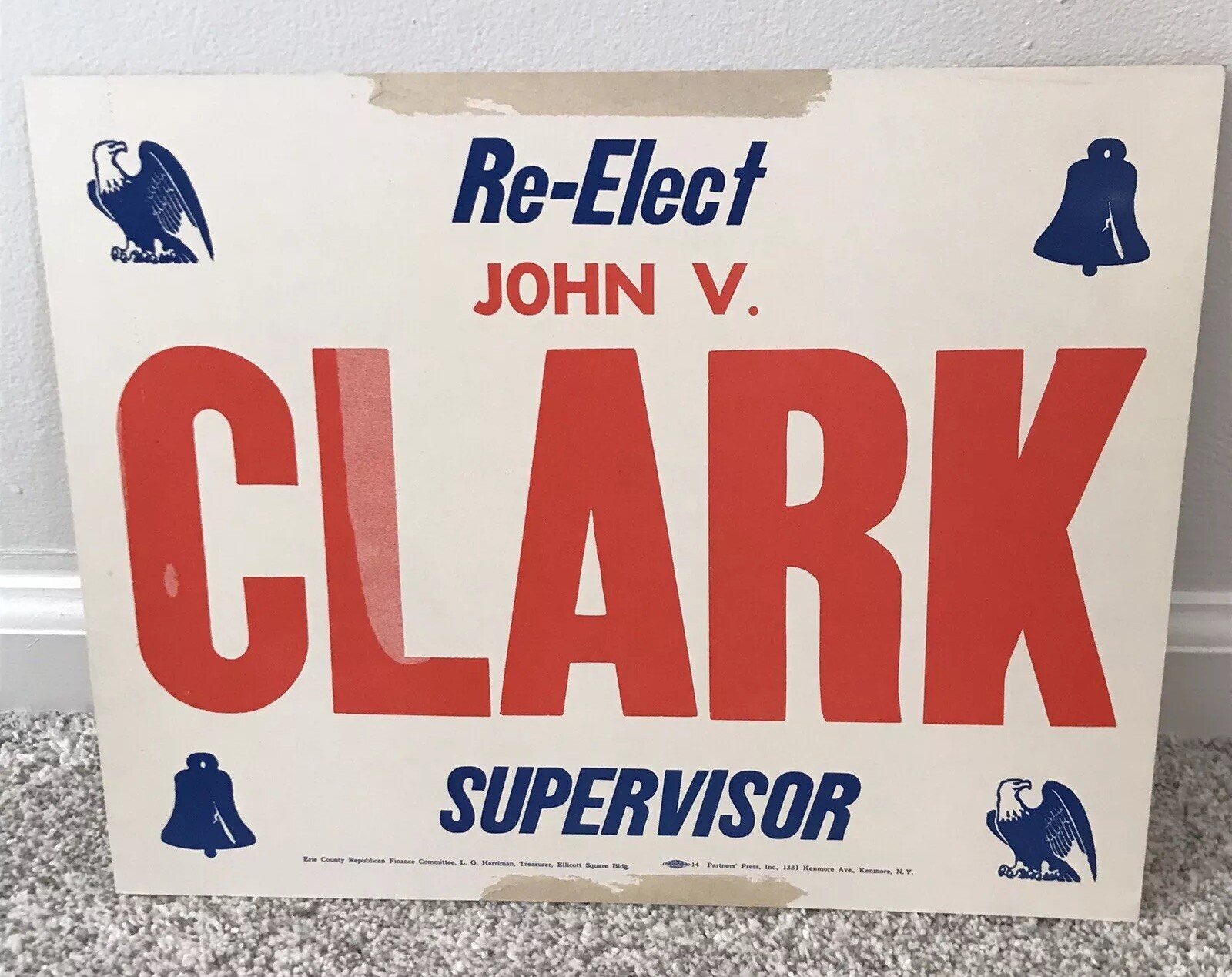 1950s vtg election Sign POSTER Tonawanda Buffalo politics Supervisor 40s 50s 1950s vtg election Sign POSTER Tonawanda Buffalo politics Supervisor 40s 50s