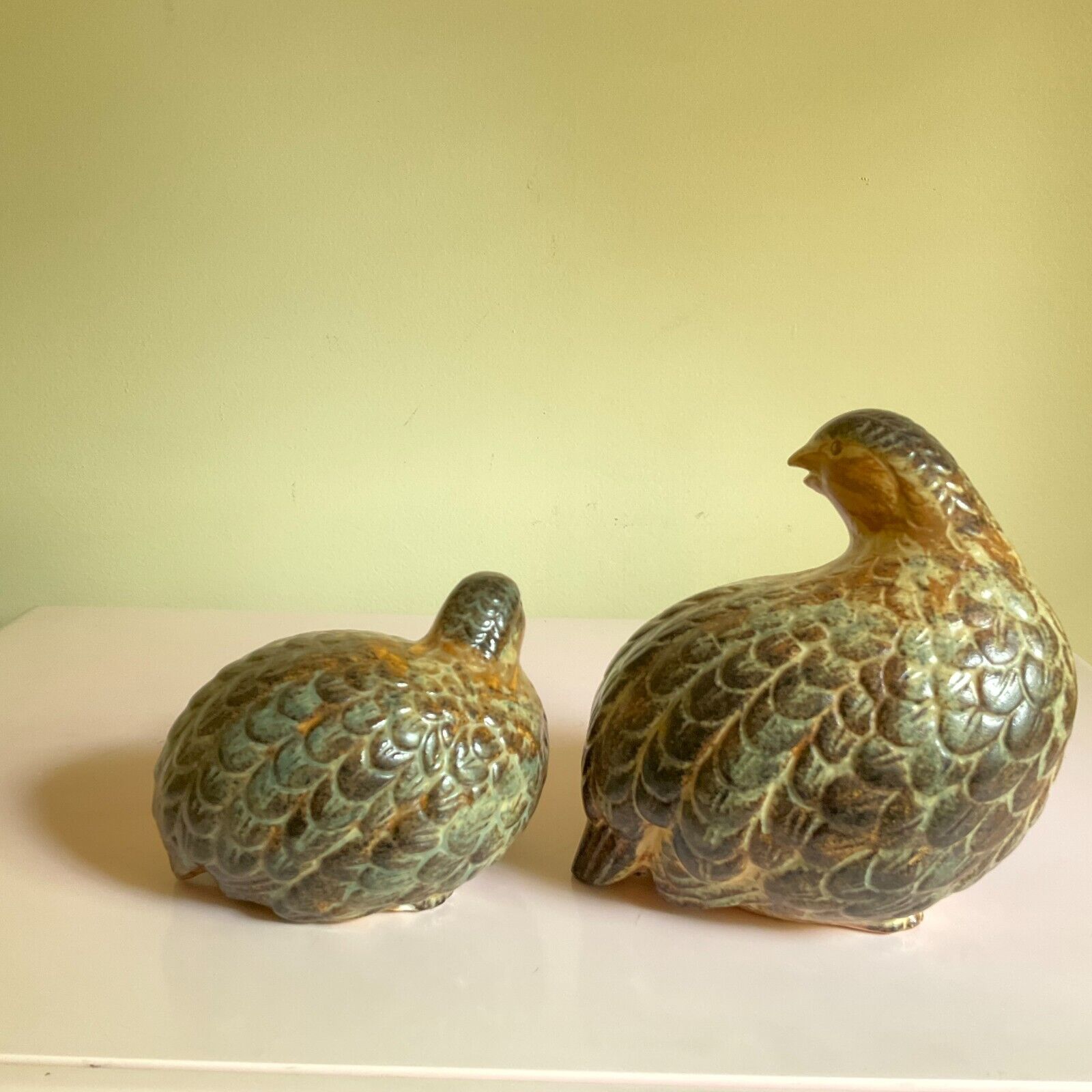 Set of 2 Vintage Brown Ceramic Quails OMC Otagiri Japan