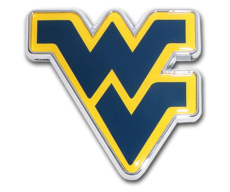 west virginia mountaineers navy with yellow trim logo chrome auto emblem west virginia mountaineers navy with yellow trim logo chrome auto emblem