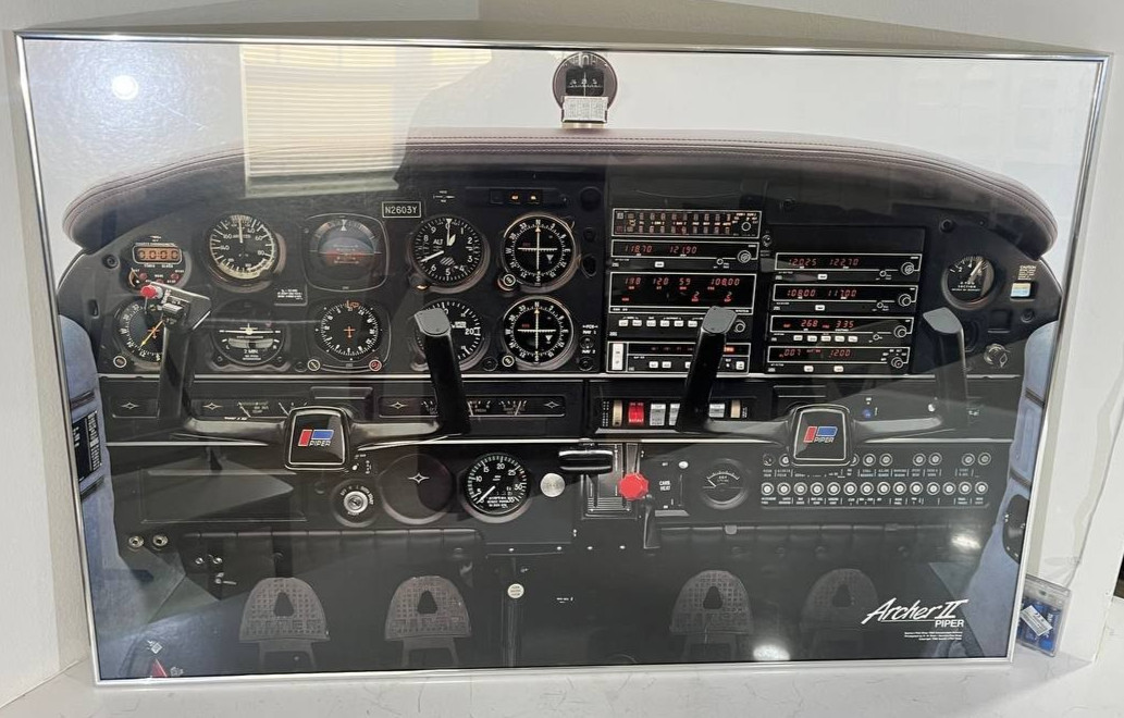 Vintage 1986 Piper Archer II Cockpit Framed Photography 36x24 Vintage 1986 Piper Archer II Cockpit Framed Photography 36x24