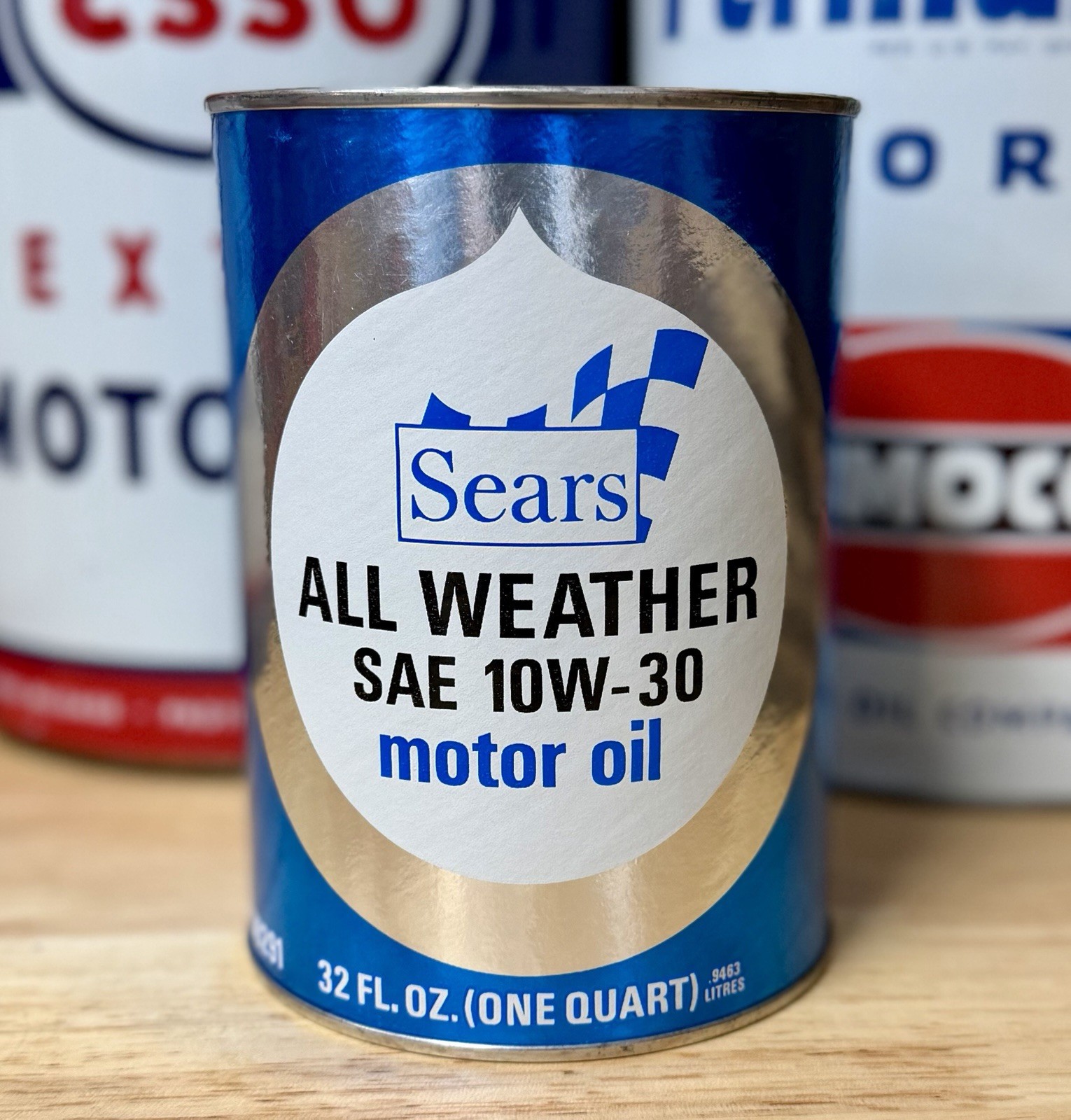 Vintage NOS Sears All Weather Motor Oil Can Quart FULL